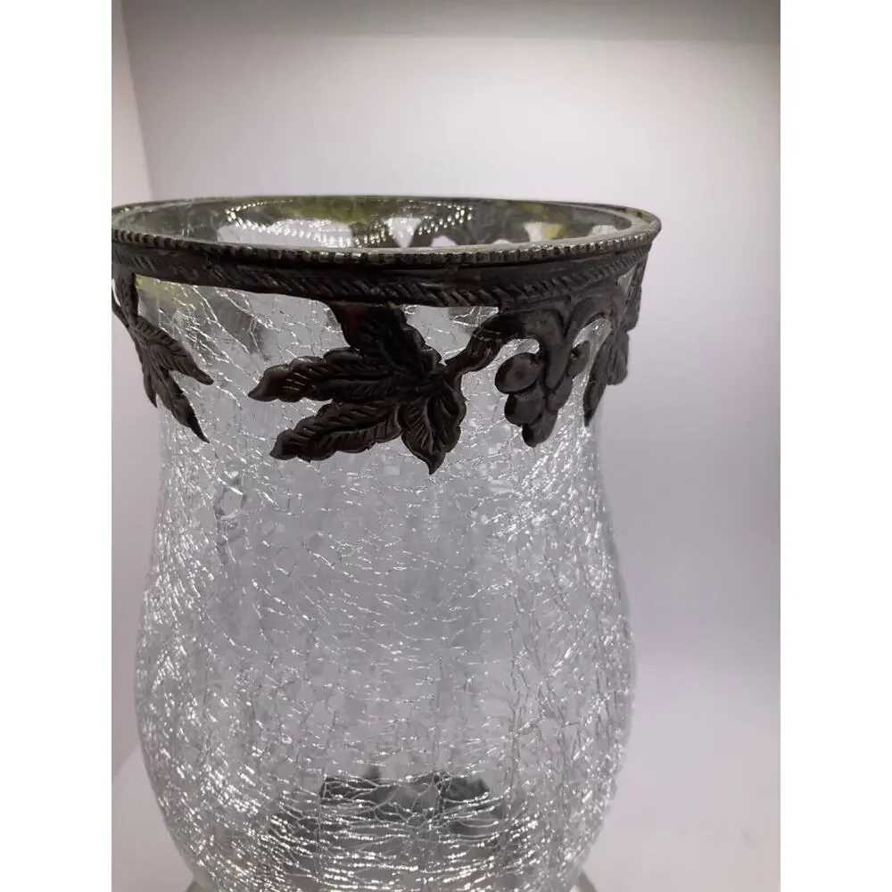 Vintage Crackled Globe Cover and Candle Plate - 9 Inches Tall, Dual‎ Open Ends